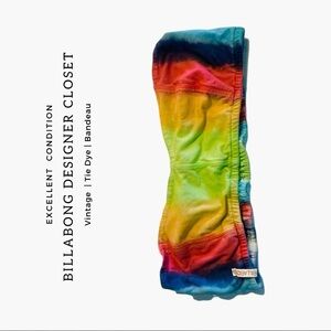 Billabong Designer Closet Tie Dyed Rainbow Bandeau Crop Top Womens Size Large